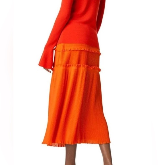 NWOT💝Tory Burch Stella Midi Skirt in Spicy Orange - Picture 3 of 12